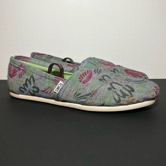 Womens TOMS Multicolor Floral Print Slip On Ballet Flats / Size 10 - Picture 1 of 9